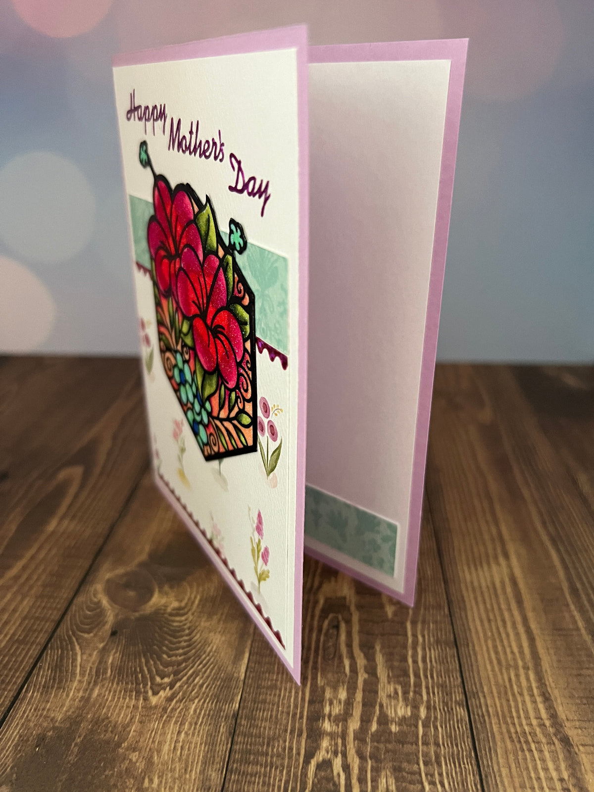 🌸 Glitter Floral Mother’s Day Card – Elegant & Heartfelt 💖