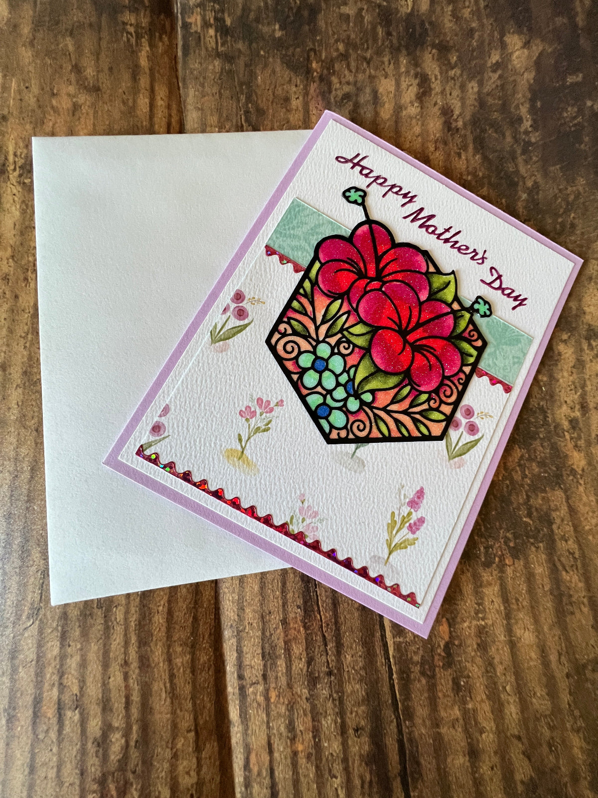 🌸 Glitter Floral Mother’s Day Card – Elegant & Heartfelt 💖