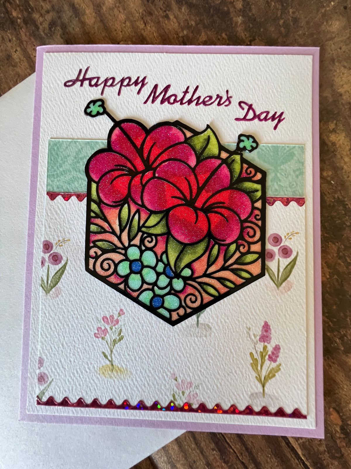 🌸 Glitter Floral Mother’s Day Card – Elegant & Heartfelt 💖